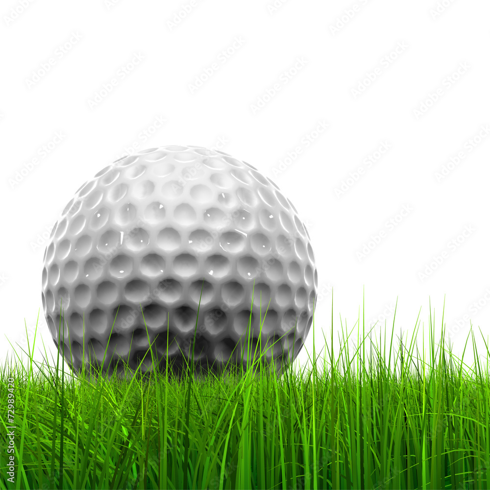 White golf ball in grass isolated White golf ball in grass isolated
