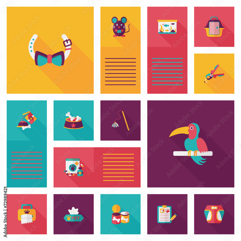 Fototapeta premium Pet ui flat design background set, eps10