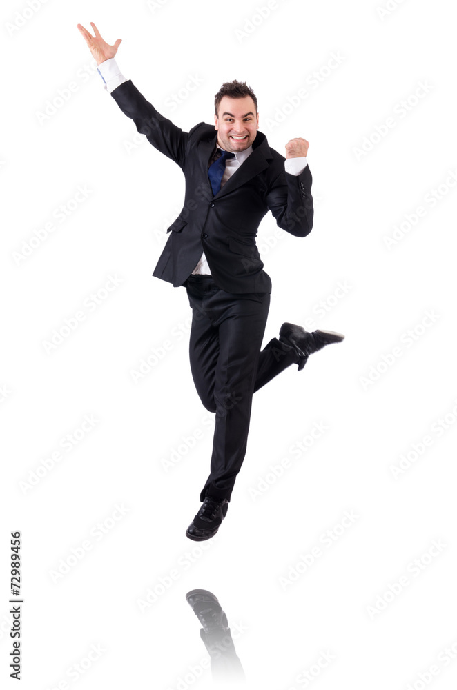 Jumping businessman isolated on the white Jumping businessman isolated on the white
