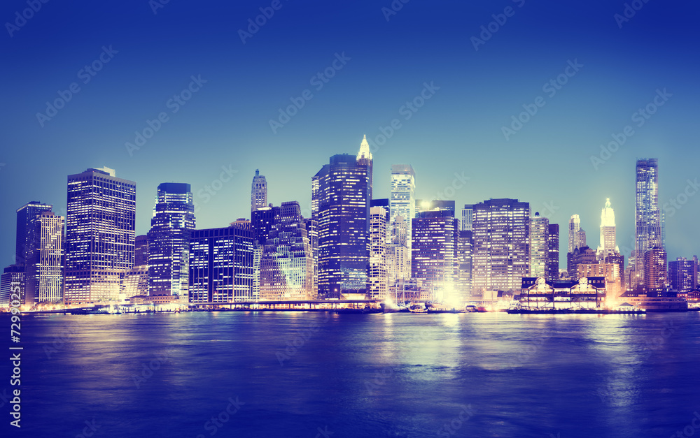 Obraz premium New York City Panorama Night Concept