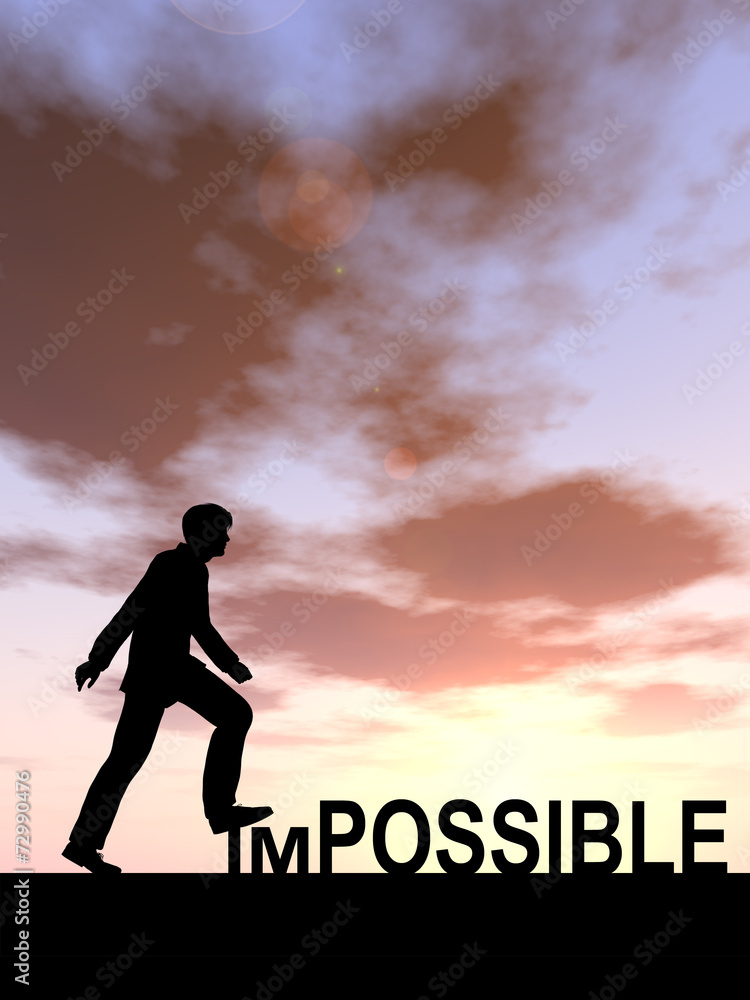 Conceptual impossible concept with a man Conceptual impossible concept with a man