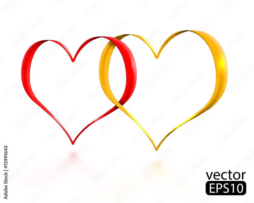 Valentine's day card with two ribbon heart. Valentine's day card with two ribbon heart.
