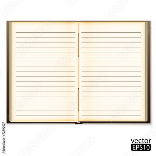 open old notebook isolated on white. Vector illustration
