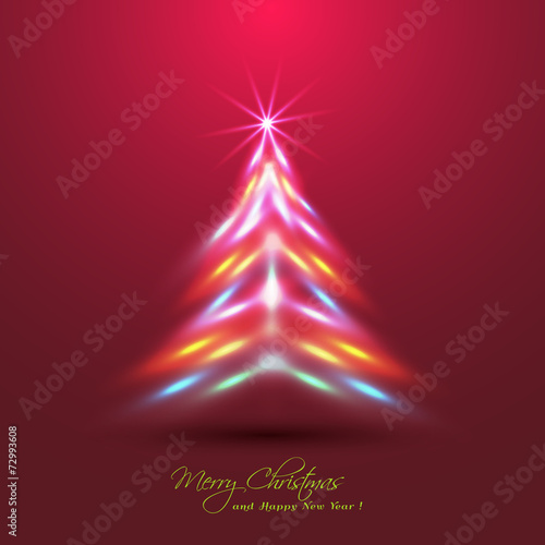 Christmas tree made of neon lights effect