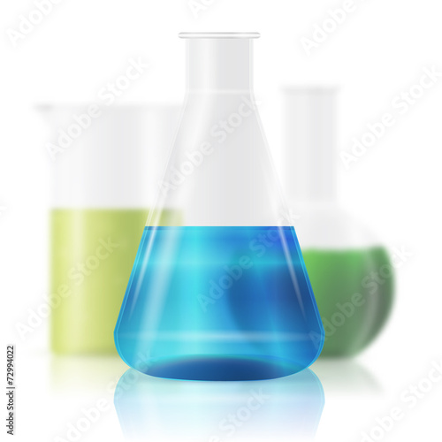 test tubes with colorful liquids isolated on white