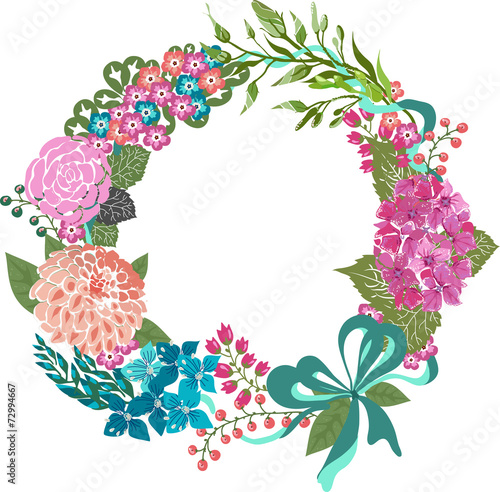 Color floral frame for wedding invitation design