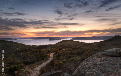 Box Head views to Broken Bay and Pittwater after sunset