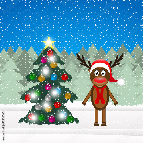 Christmas reindeer and Christmas tree decorations