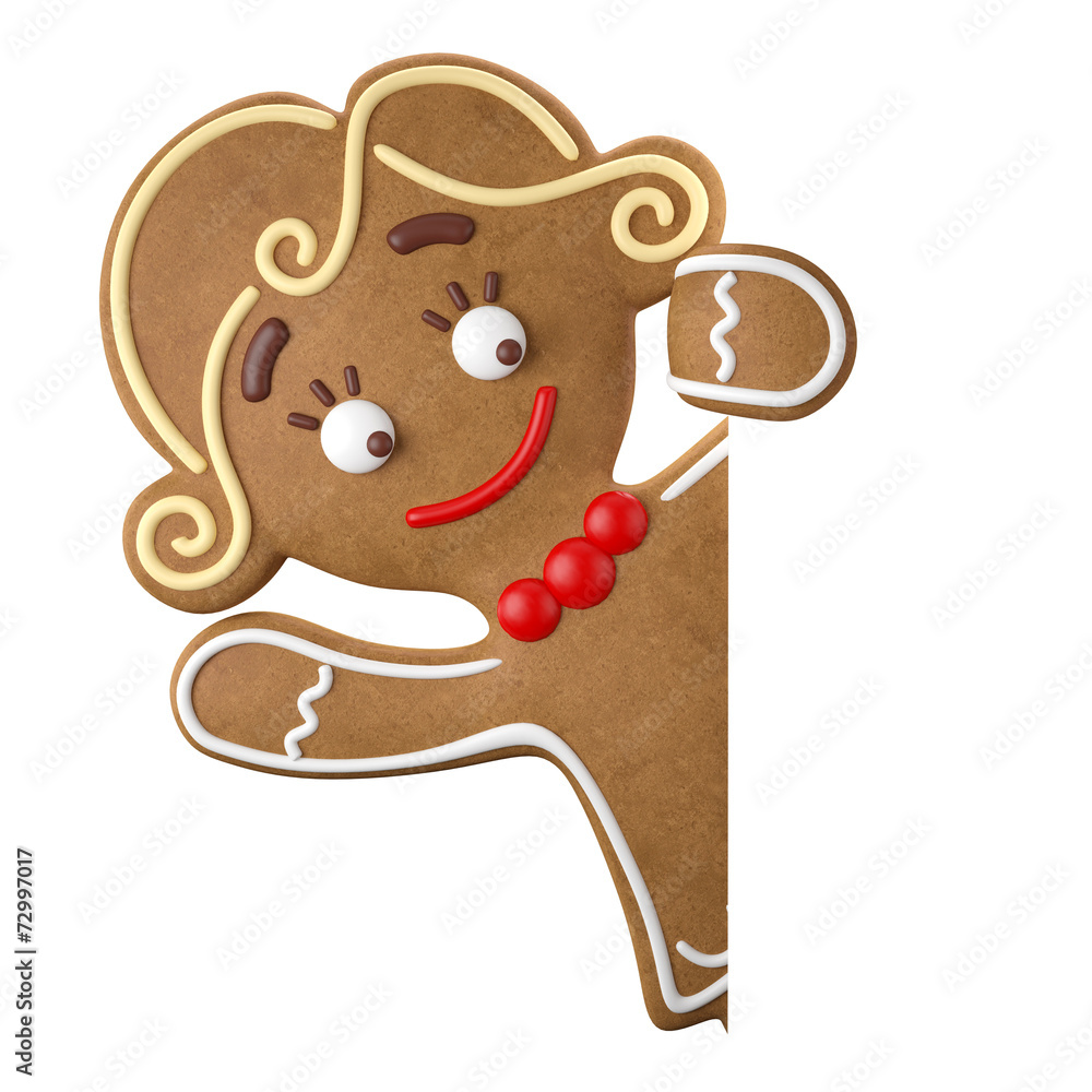 Obraz premium Funny 3d christmas icon, gingerbread isolated on white background