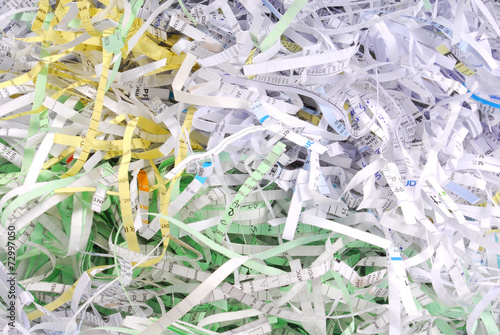 closeup of the shredded document paper