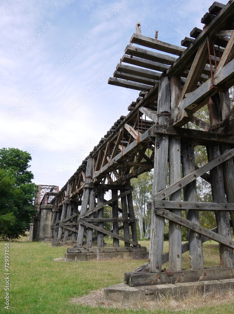 The historic rail bridge over Murrumbidgee River in Gundagai