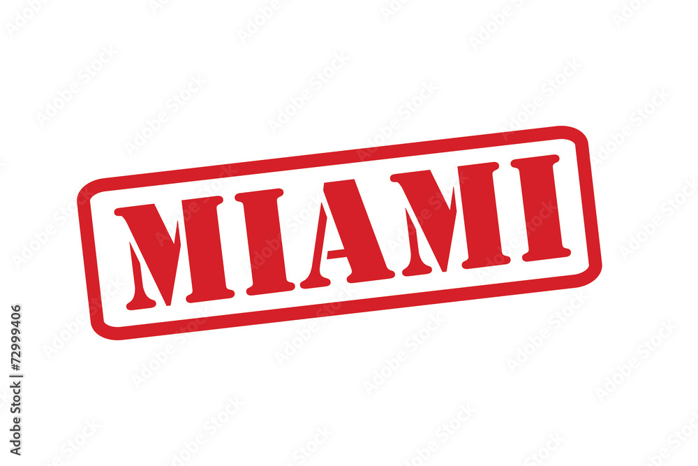 MIAMI Red Rubber Stamp vector over a white background.