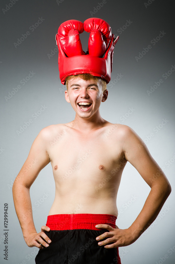 Funny nerd boxer in sport concept Funny nerd boxer in sport concept