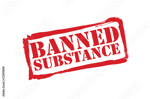BANNED SUBSTANCE rubber stamp vector white background.