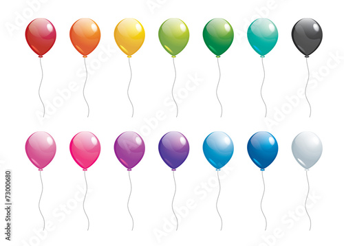 set of colorful balloons on white background