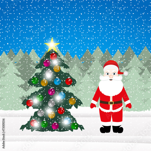 Santa Claus and Christmas tree decorations