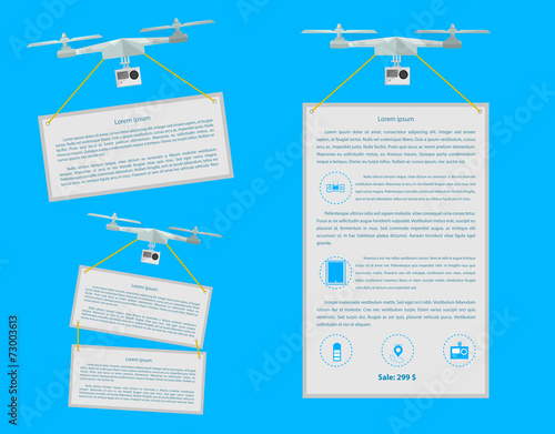 Flat vector icons for quardocopter advertising