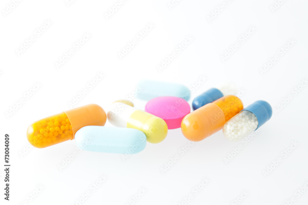 Unknown pills isolated on white background Unknown pills isolated on white background
