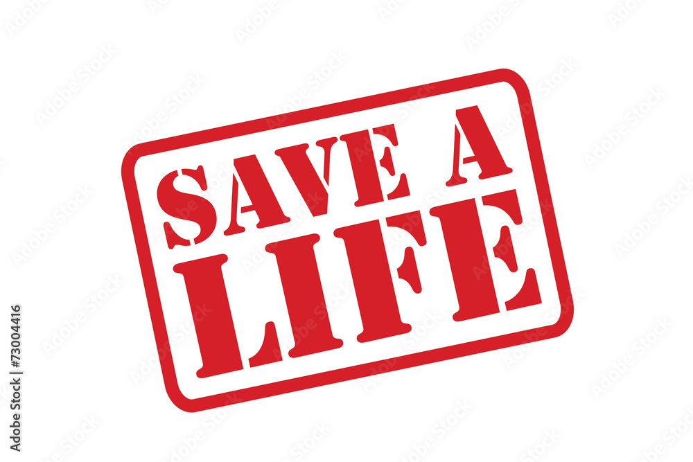 SAVE A LIFE red Rubber Stamp vector over a white background. SAVE A LIFE red Rubber Stamp vector over a white background.