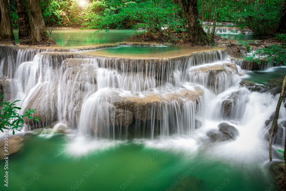 Thailand waterfall in Kanchanaburi (Huay Mae Kamin)