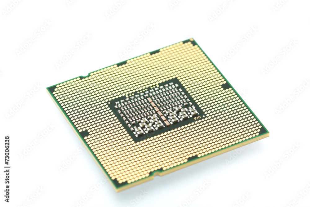 Computer processor isolated on white, narrow focus Computer processor isolated on white, narrow focus