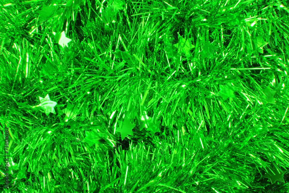 closeup of the tinsel green closeup of the tinsel green