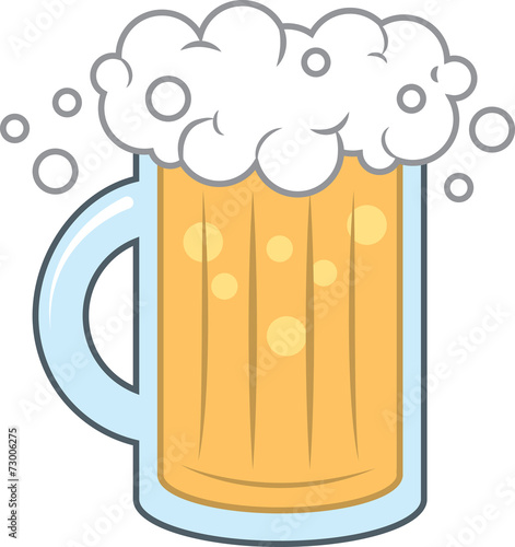 Isolated beer mug filled with foam at the top