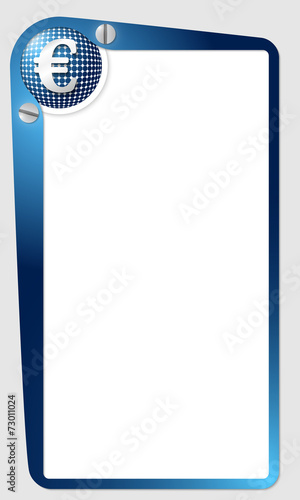 blue frame for text with grid and euro symbol