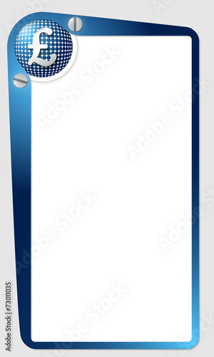 blue frame for text with grid and pound sterling symbol