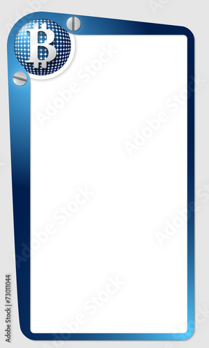blue frame for text with grid and bitcoin symbol