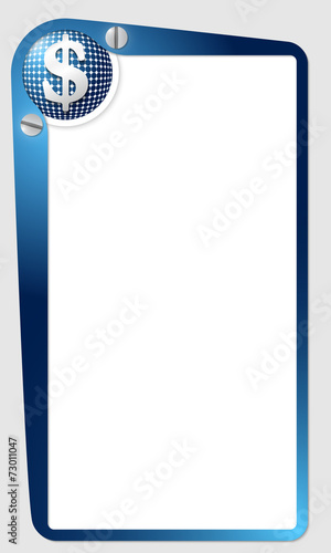blue frame for text with grid and dollar symbol