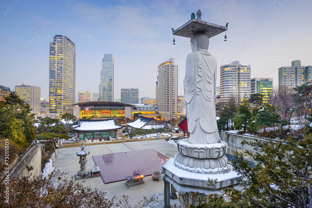 Naklejka premium Seoul, South Korea Cityscape