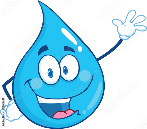 Water Drop Character Waving For Greeting