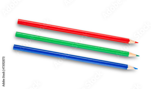 RGB pencils isolated on white