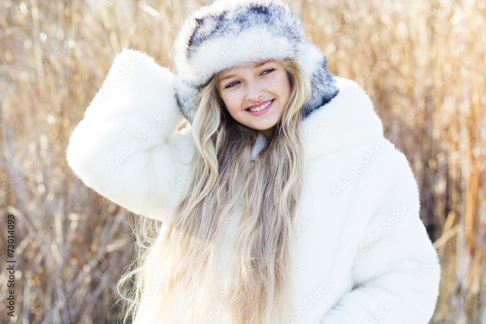 Cute little girl in winter clothes outdoors Cute little girl in winter clothes outdoors