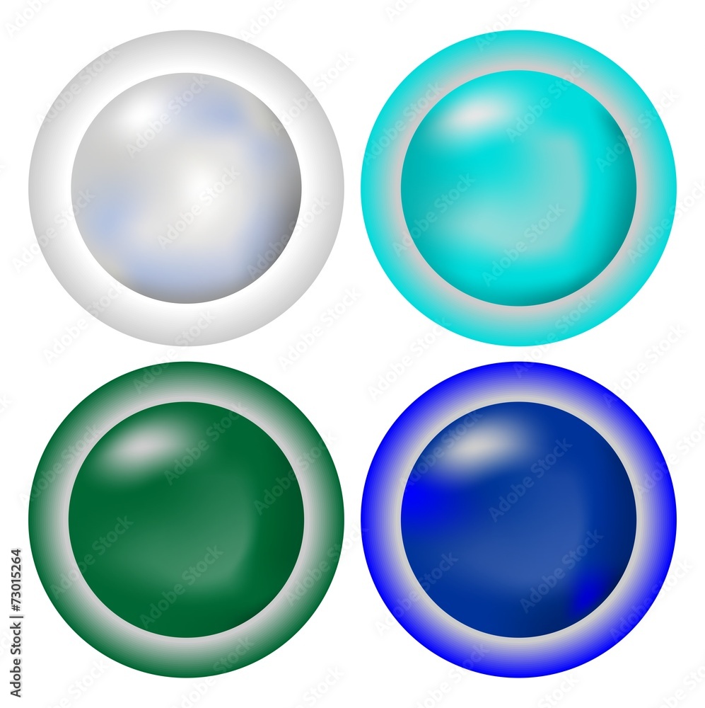 A set of circle metallic buttons in cool colors A set of circle metallic buttons in cool colors