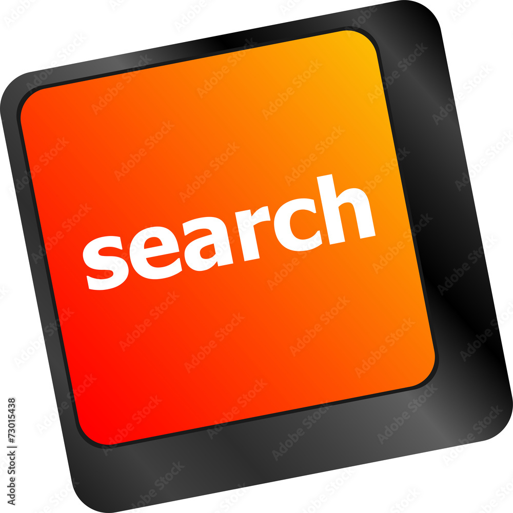 Computer keyboard key with search button Computer keyboard key with search button