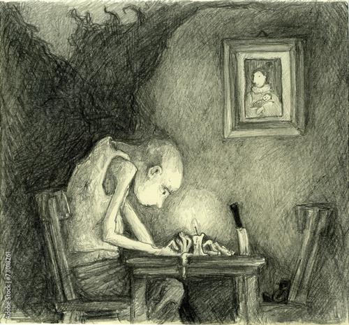 man meditating in solitude