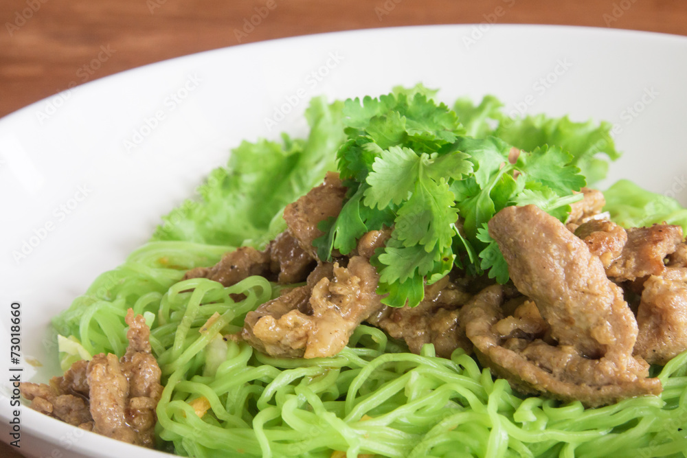 Noodles with pork and vegetables Noodles with pork and vegetables
