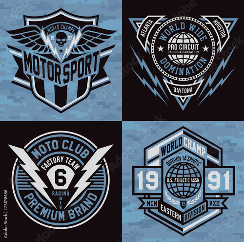 Sports emblem graphic crest set