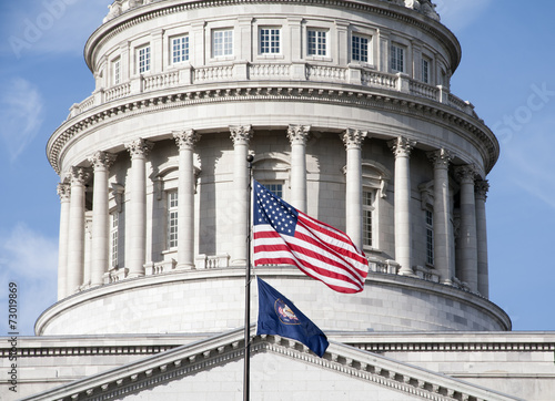 Flags in front of Utah State Capitol