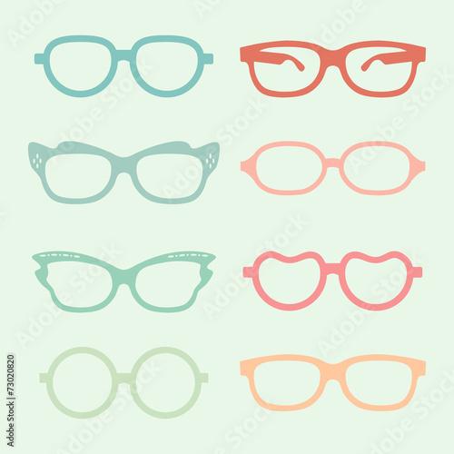 Set of vector glasses set with colored thick support.