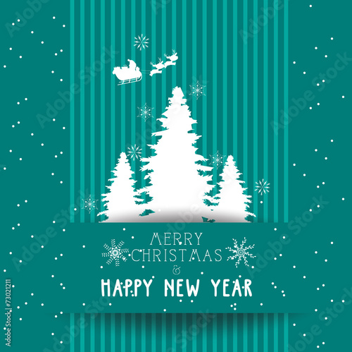 christmas and happy new year with tree card