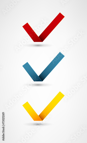 Set of nine different colorful vector check marks