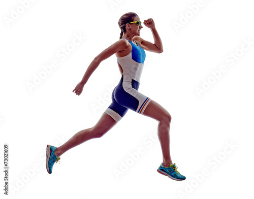 woman triathlon ironman runner running athlete © snaptitude