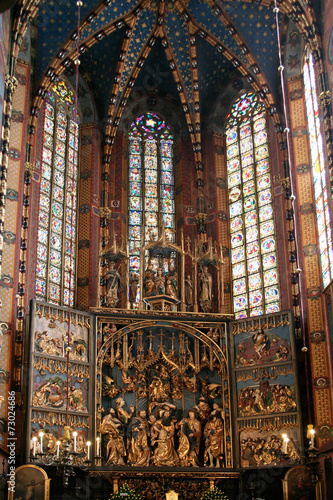 Altar in Mariacki Church, made by Wit Stwosz in XV c. Krakow. #73024686