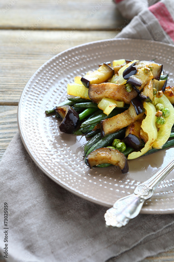 roasted summer vegetables on the plate