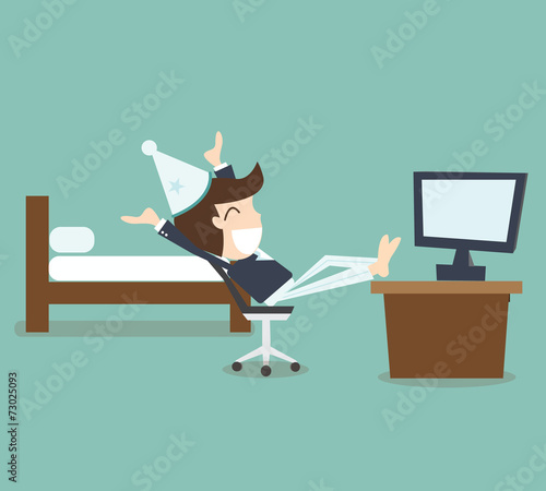 Self Employed concept - businessman working in bedroom