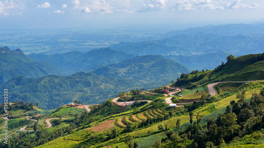 Aerial view over hill of north Thailand