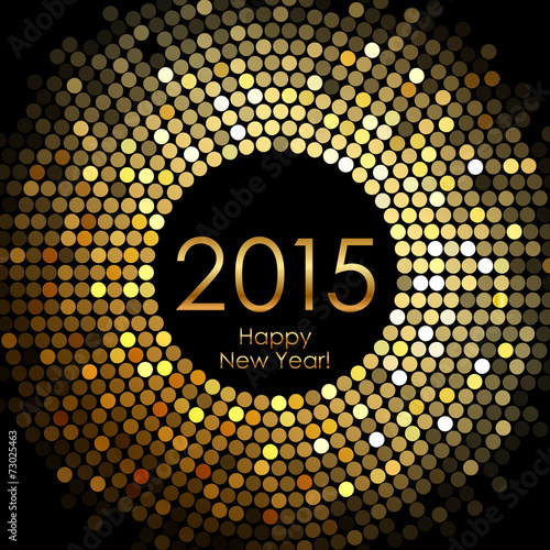 Vector - Happy New Year 2015 - gold disco lights frame